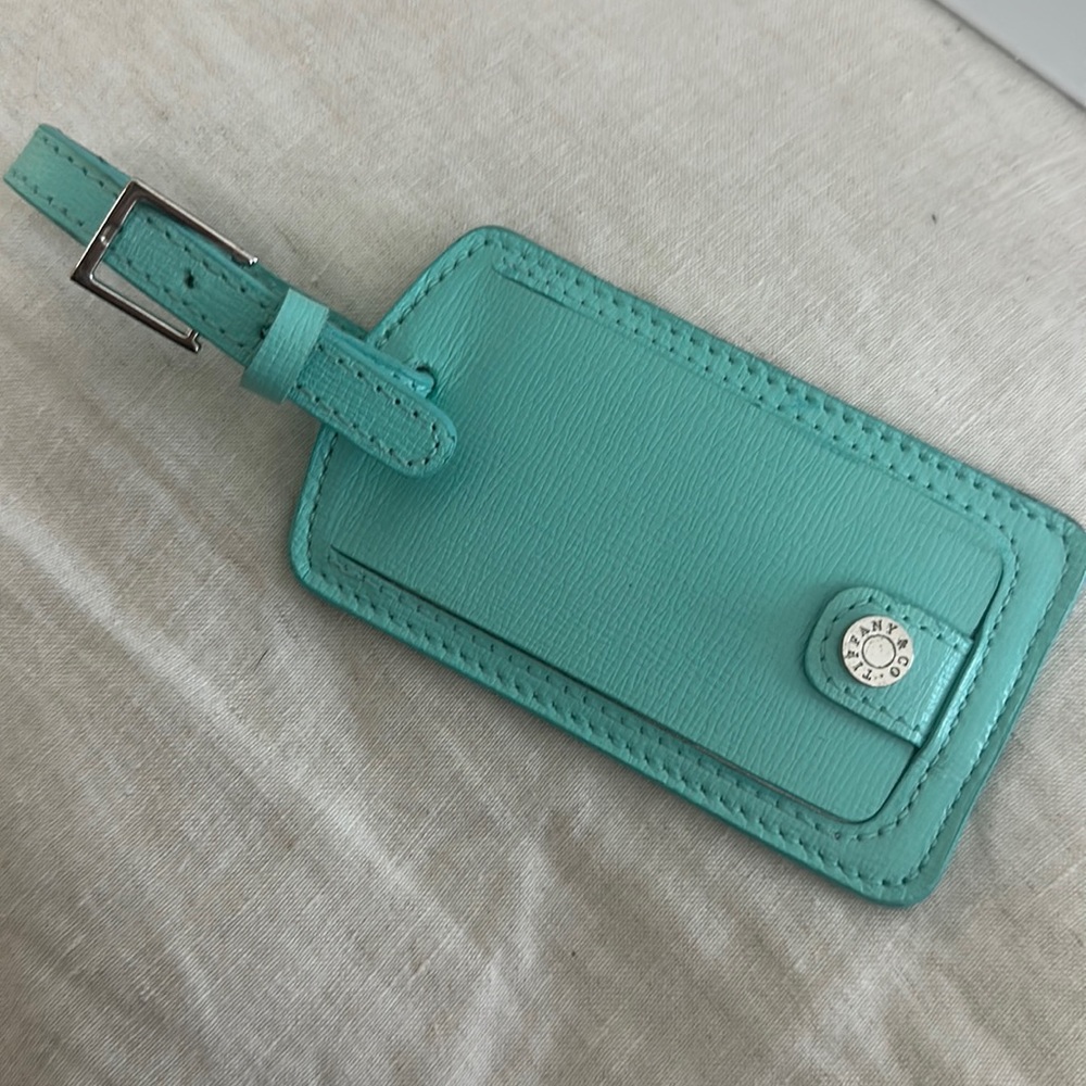 Tiffany and Co. Blue Leather Luggage Tag